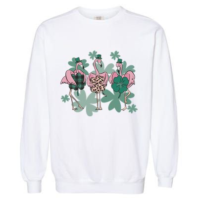 St Patrick's Day Flamingo Garment-Dyed Sweatshirt