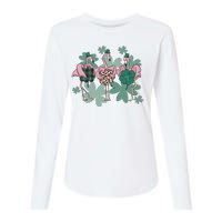 St Patrick's Day Flamingo Womens Cotton Relaxed Long Sleeve T-Shirt