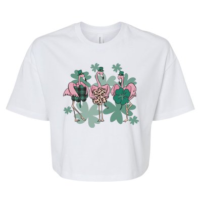 St Patrick's Day Flamingo Bella+Canvas Jersey Crop Tee