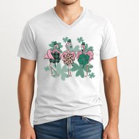 St Patrick's Day Flamingo V-Neck T-Shirt