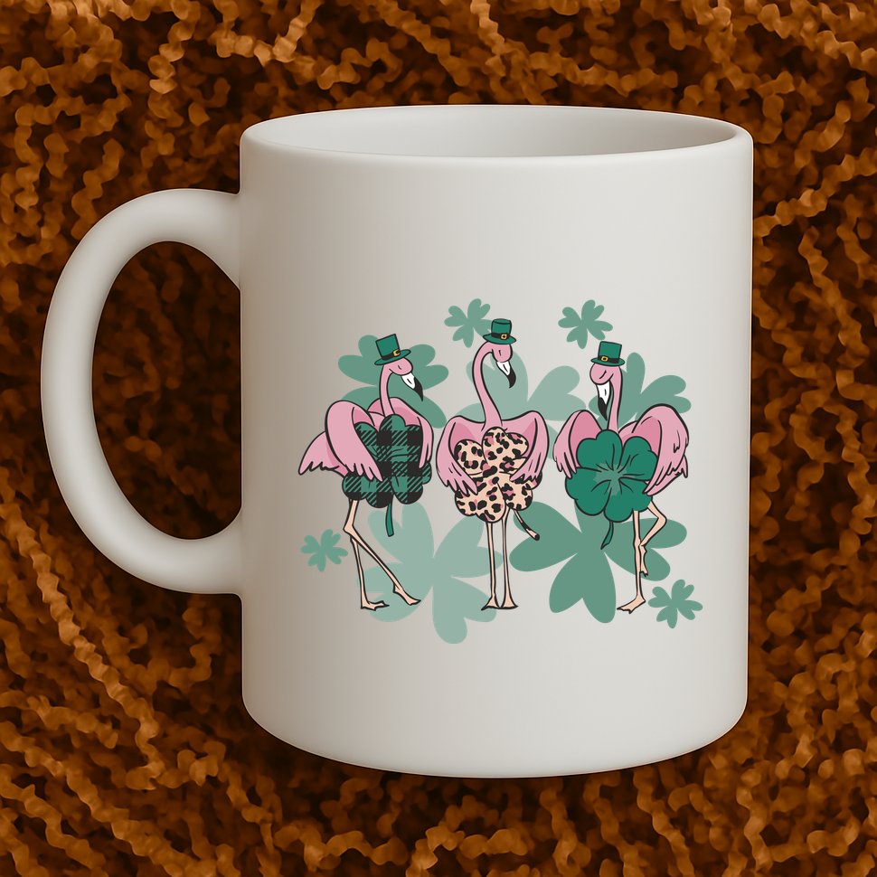 St Patrick's Day Flamingo Mug