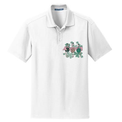 St Patrick's Day Flamingo Dry Zone Grid Polo