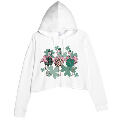 St Patrick's Day Flamingo Crop Fleece Hoodie