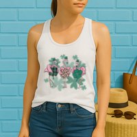 St Patrick's Day Flamingo Womens Tank Top