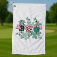 St Patrick's Day Flamingo Golf Towel