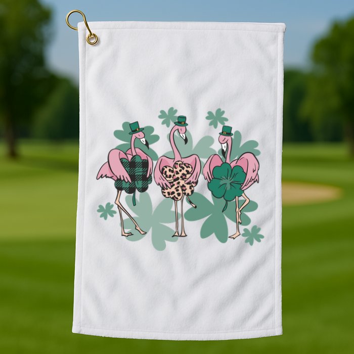 St Patrick's Day Flamingo Golf Towel
