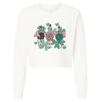 St Patrick's Day Flamingo Cropped Pullover Crew