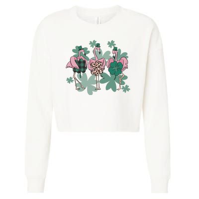 St Patrick's Day Flamingo Cropped Pullover Crew