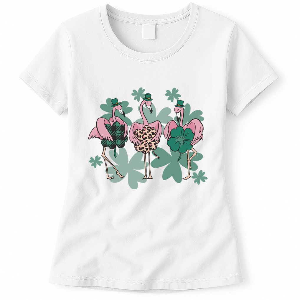 St Patrick's Day Flamingo Womens T-Shirt