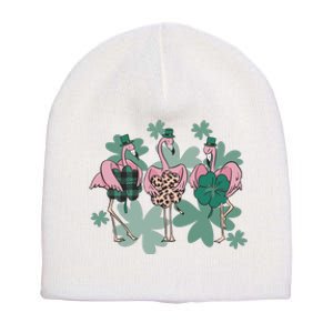 St Patrick's Day Flamingo Short Acrylic Beanie