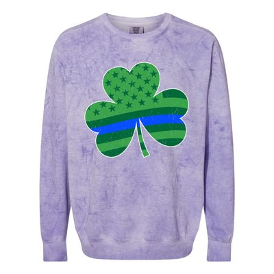 St Patricks Day Shamrock Irish American Police Officer Cop Meaningful Gift Colorblast Crewneck Sweatshirt