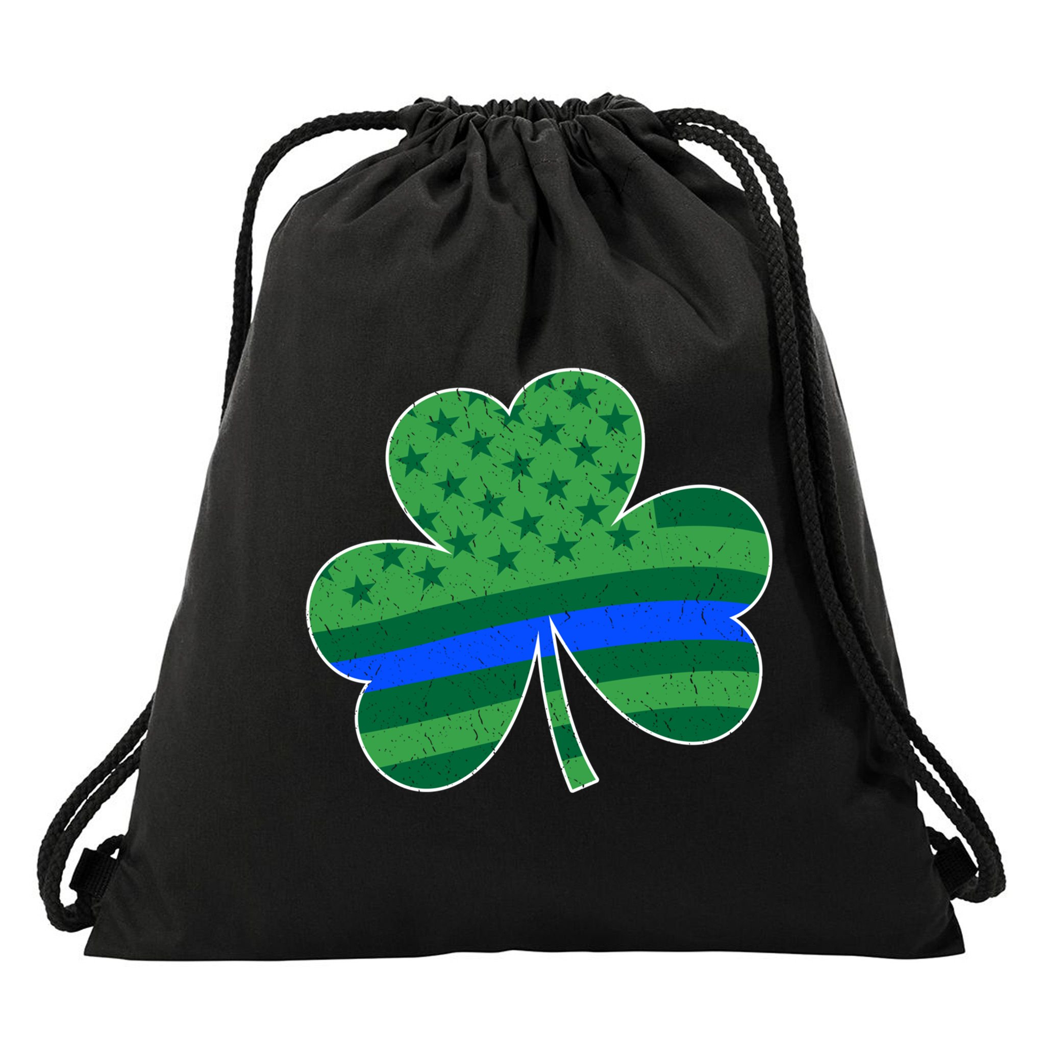 St Patricks Day Shamrock Irish American Police Officer Cop Meaningful Gift Drawstring Bag