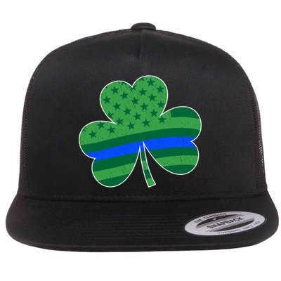 St Patricks Day Shamrock Irish American Police Officer Cop Meaningful Gift Flat Bill Trucker Hat