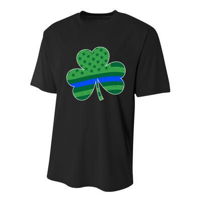 St Patricks Day Shamrock Irish American Police Officer Cop Meaningful Gift Youth Performance Sprint T-Shirt