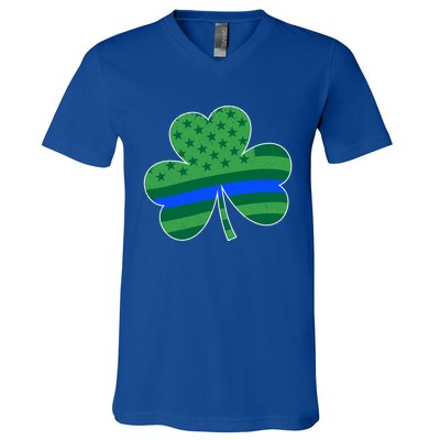 St Patricks Day Shamrock Irish American Police Officer Cop Meaningful Gift V-Neck T-Shirt