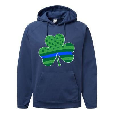 St Patricks Day Shamrock Irish American Police Officer Cop Meaningful Gift Performance Fleece Hoodie