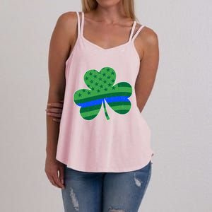 St Patricks Day Shamrock Irish American Police Officer Cop Meaningful Gift Women's Strappy Tank