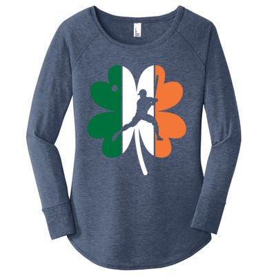 St Patrick's Day Ireland Flag Clover Baseball Player Sports Meaningful Gift Women's Perfect Tri Tunic Long Sleeve Shirt