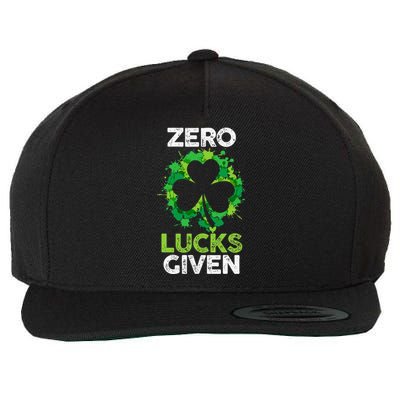 Saint Patrick's Day Irish Clover Shamrock Zero Lucks Given Wool Snapback Cap