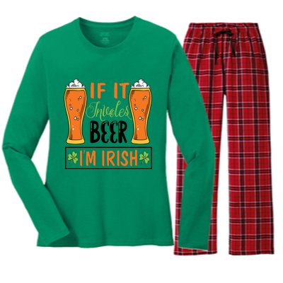 St Patricks Day Drinking Women's Long Sleeve Flannel Pajama Set 