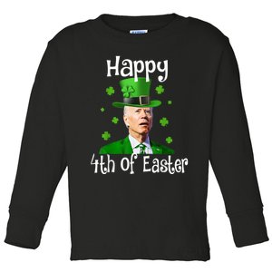 St Patricks Day Funny Happy 4th Of Easter Anti Joe Biden Toddler Long Sleeve Shirt