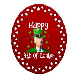 St Patricks Day Funny Happy 4th Of Easter Anti Joe Biden Ceramic Oval Ornament