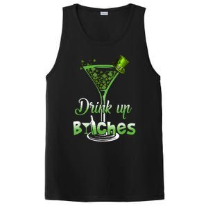 St Patricks Day Shamrock Wine Glass Drink Up PosiCharge Competitor Tank