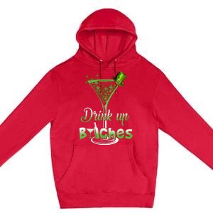 St Patricks Day Shamrock Wine Glass Drink Up Premium Pullover Hoodie