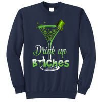 St Patricks Day Shamrock Wine Glass Drink Up Sweatshirt