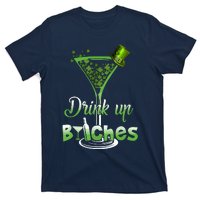 St Patricks Day Shamrock Wine Glass Drink Up T-Shirt