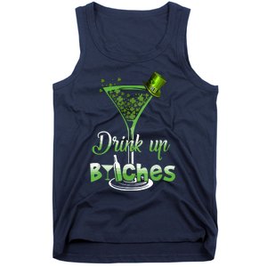 St Patricks Day Shamrock Wine Glass Drink Up Tank Top