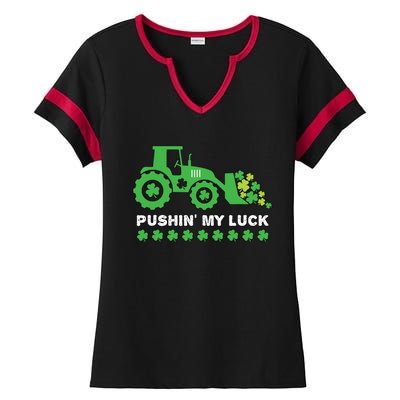 St Patricks Day Pushing My Luck Monster Truck Ladies Halftime Notch Neck Tee