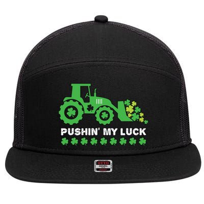 St Patricks Day Pushing My Luck Monster Truck 7 Panel Mesh Trucker Snapback Hat