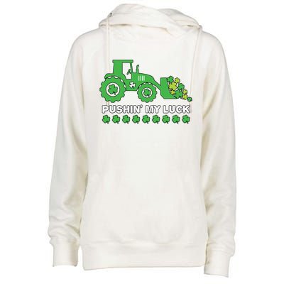 St Patricks Day Pushing My Luck Monster Truck Womens Funnel Neck Pullover Hood