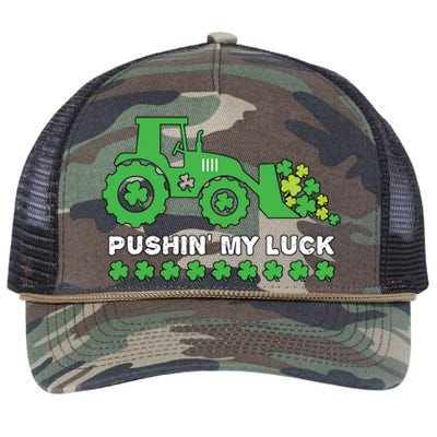 St Patricks Day Pushing My Luck Monster Truck Retro Rope Trucker Hat Cap