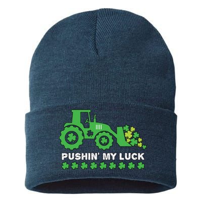 St Patricks Day Pushing My Luck Monster Truck Sustainable Knit Beanie