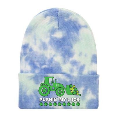 St Patricks Day Pushing My Luck Monster Truck Tie Dye 12in Knit Beanie