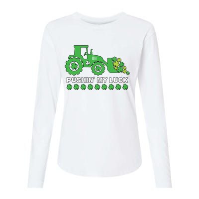 St Patricks Day Pushing My Luck Monster Truck Womens Cotton Relaxed Long Sleeve T-Shirt