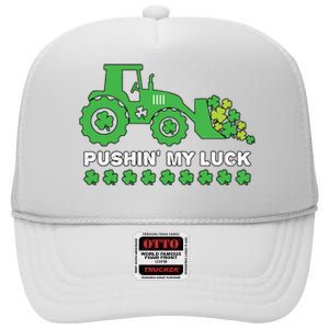 St Patricks Day Pushing My Luck Monster Truck High Crown Mesh Back Trucker Hat