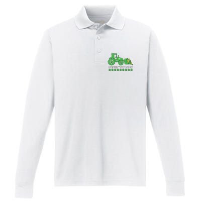 St Patricks Day Pushing My Luck Monster Truck Performance Long Sleeve Polo