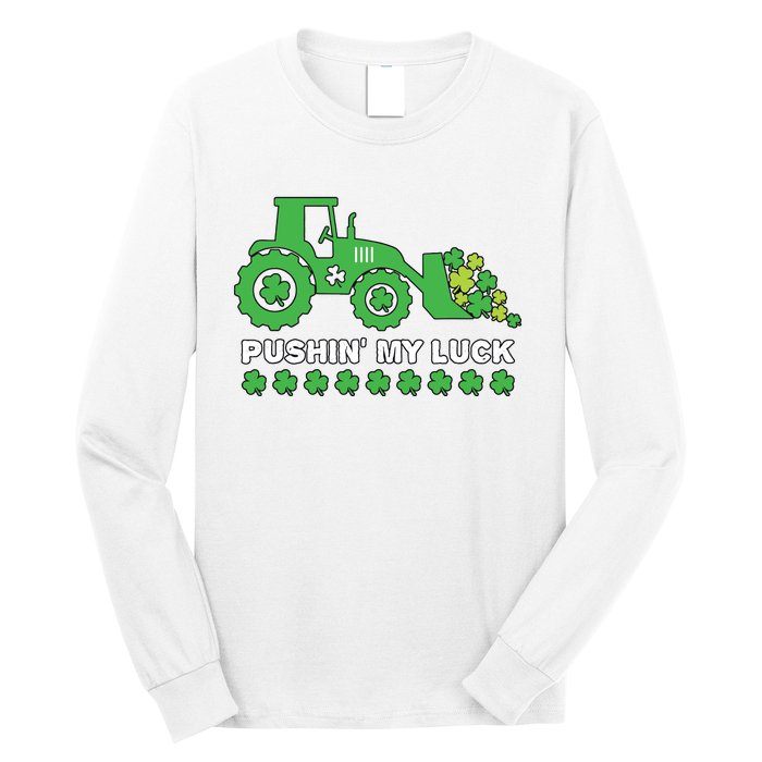 St Patricks Day Pushing My Luck Monster Truck Long Sleeve Shirt