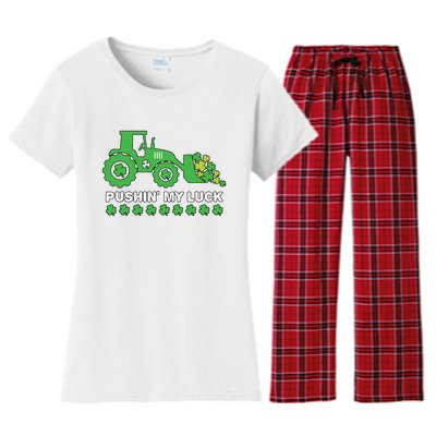 St Patricks Day Pushing My Luck Monster Truck Women's Flannel Pajama Set