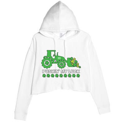 St Patricks Day Pushing My Luck Monster Truck Crop Fleece Hoodie