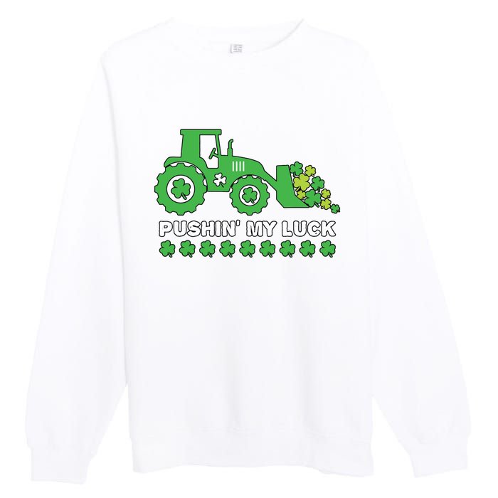 St Patricks Day Pushing My Luck Monster Truck Premium Crewneck Sweatshirt