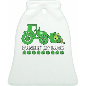 St Patricks Day Pushing My Luck Monster Truck Ceramic Bell Ornament