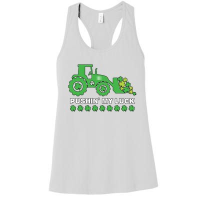 St Patricks Day Pushing My Luck Monster Truck Women's Racerback Tank