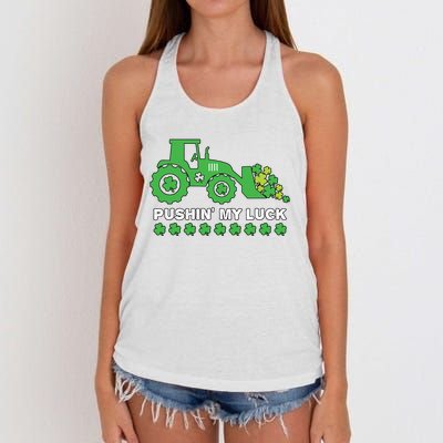 St Patricks Day Pushing My Luck Monster Truck Women's Knotted Racerback Tank