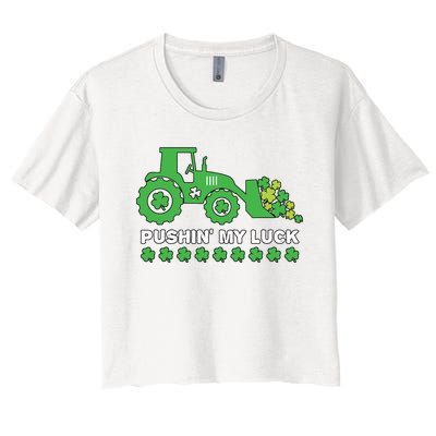 St Patricks Day Pushing My Luck Monster Truck Women's Crop Top Tee