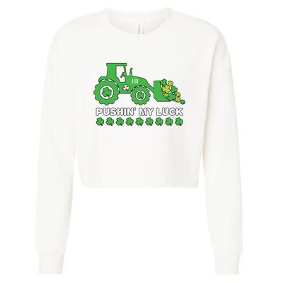 St Patricks Day Pushing My Luck Monster Truck Cropped Pullover Crew