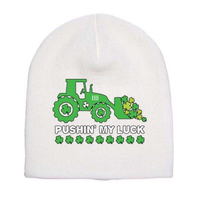 St Patricks Day Pushing My Luck Monster Truck Short Acrylic Beanie